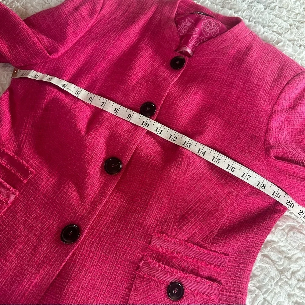 Pink Textured Blazer Jacket Womens Size 12 Workwear Lined Button Front